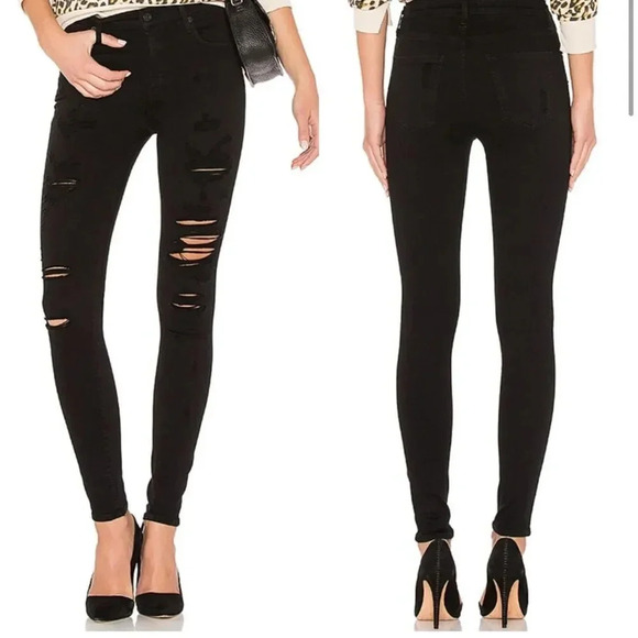 AGOLDE Denim - Agolde Sophie High Waisted Distressed Skinny Jeans Black Moonstruck Size 27